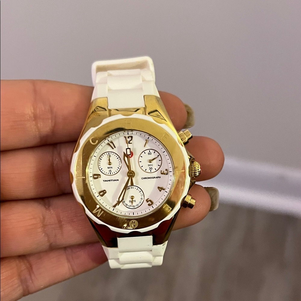 EUC Gold and White Michele Watch